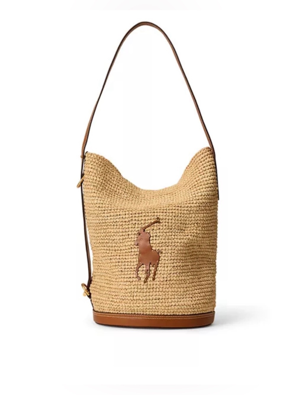 Polo Ralph Lauren Pony Raffia Bellport Sling Bucket Bag $468 SOLD OUT NWT